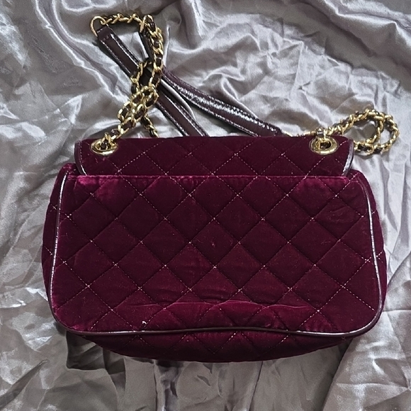Michael Kors Velvet Burgundy Shoulder Bag - Picture 2 of 4